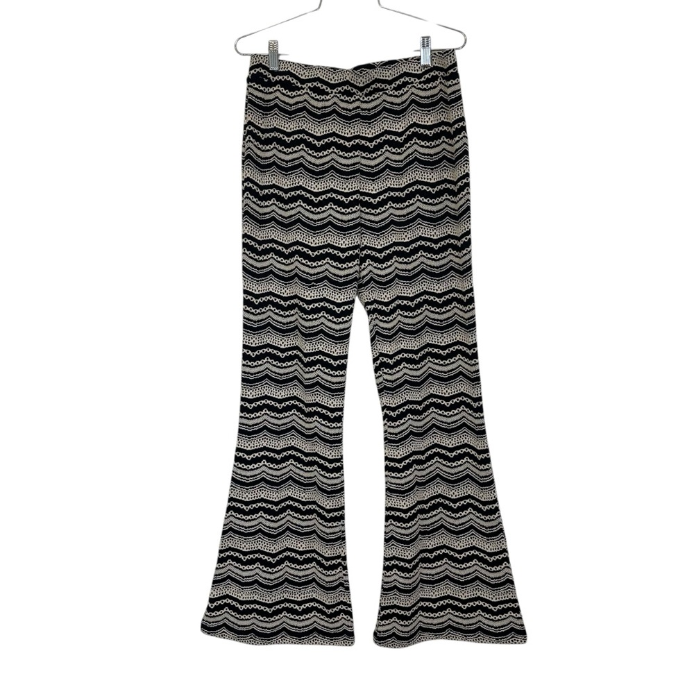 Cato Black and Cream Zigzag Flared Casual Pants M